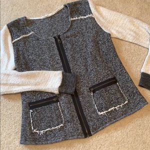 Two-tone Full Zip Sweater